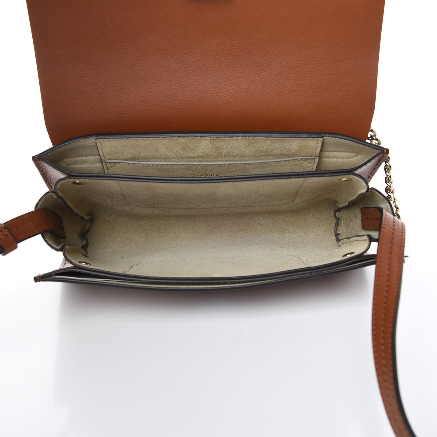 Suede Calfskin Small Faye Shoulder Bag Tobacco