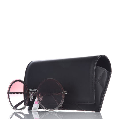Chanel Round Removable Triple Hanging Chain Sunglasses 4245 Pink Silver 9 of 9