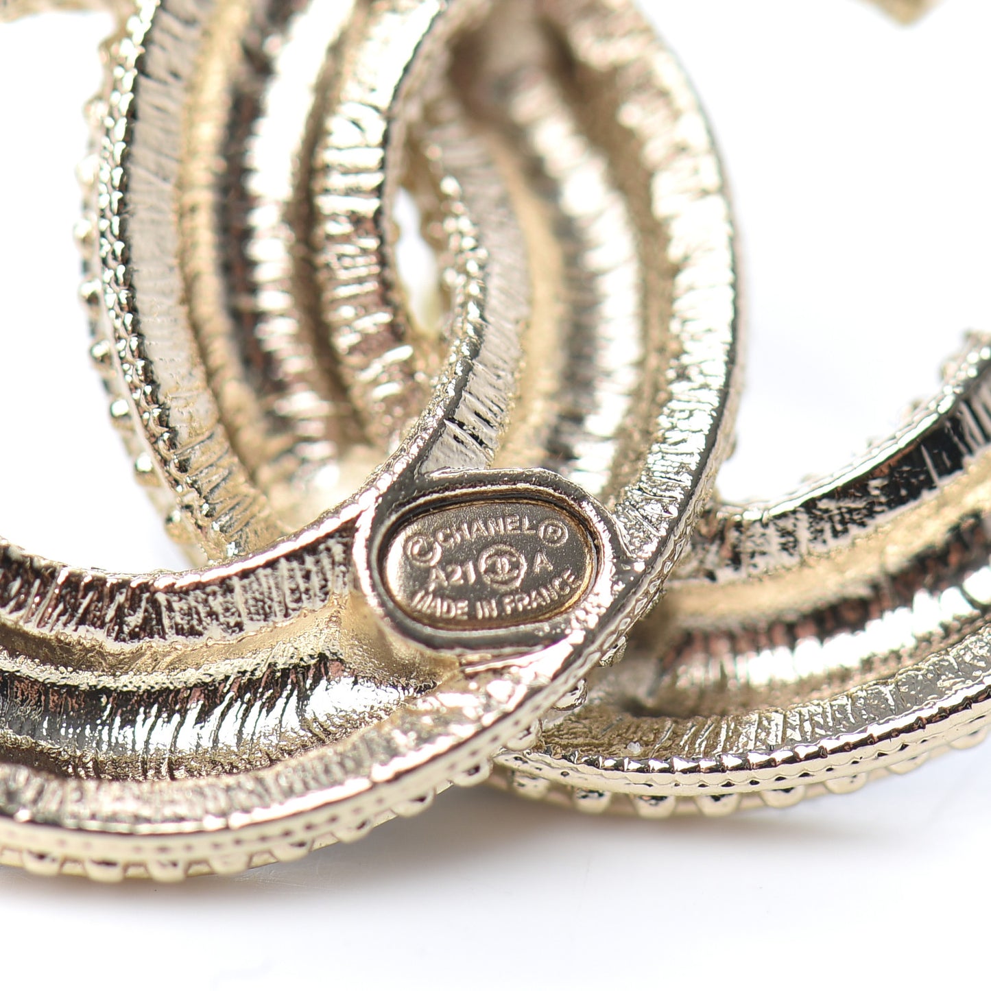 Enamel CC Earrings Black Gold