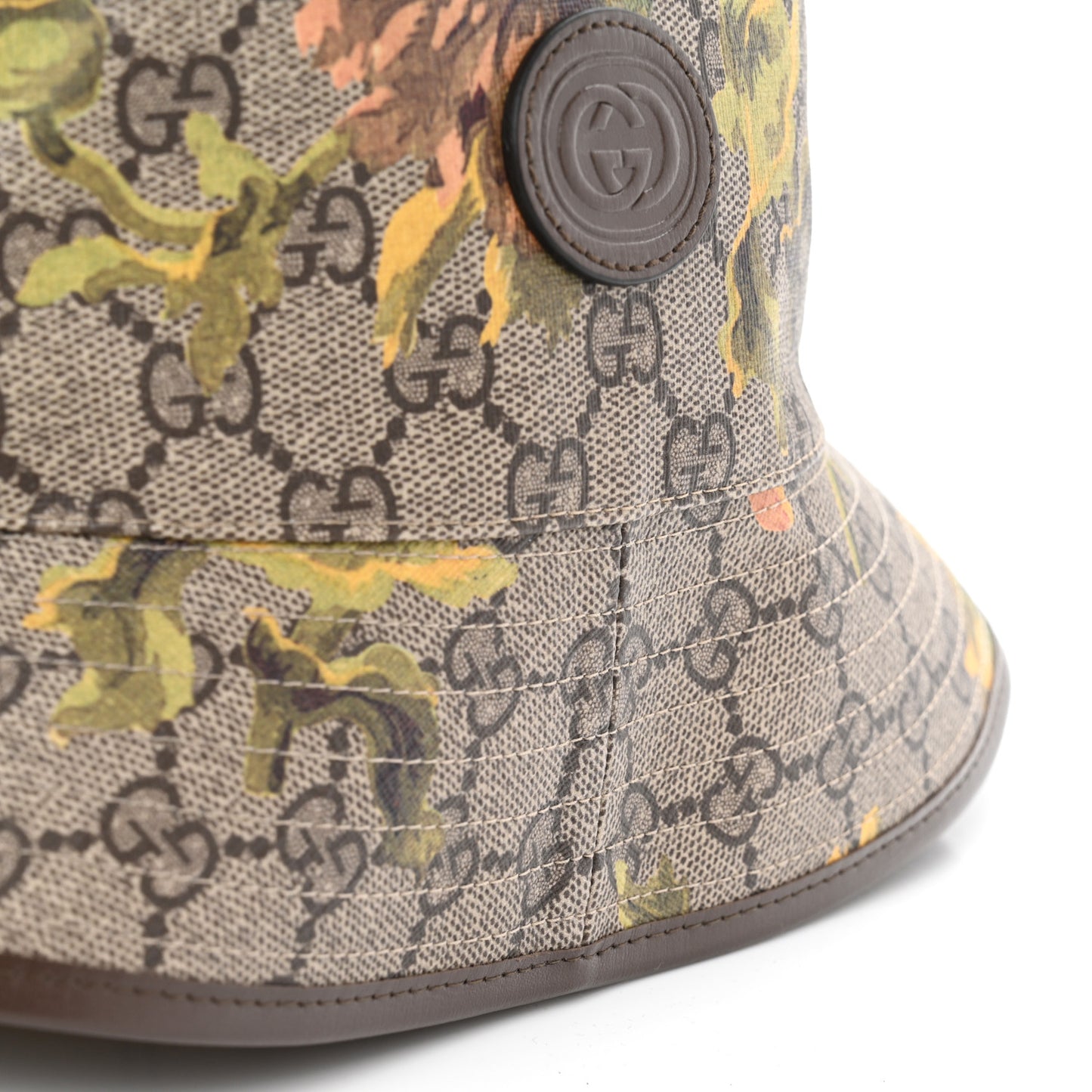 GG Supreme Monogram Azalea Calfskin Dusty Carnation Retro Interlocking G Bucket Hat Beige Ebony Multicolor