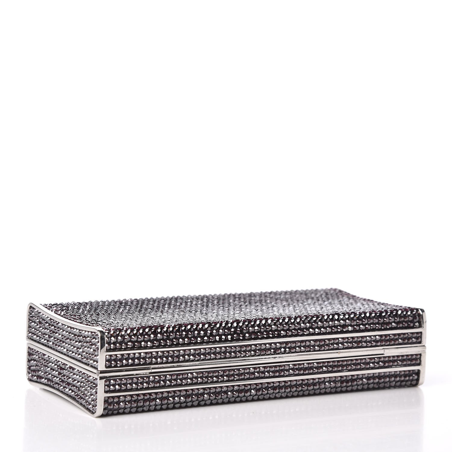 Judith Leiber Swarovski Crystal Minaudiere Clutch Silver Purple 4 of 10