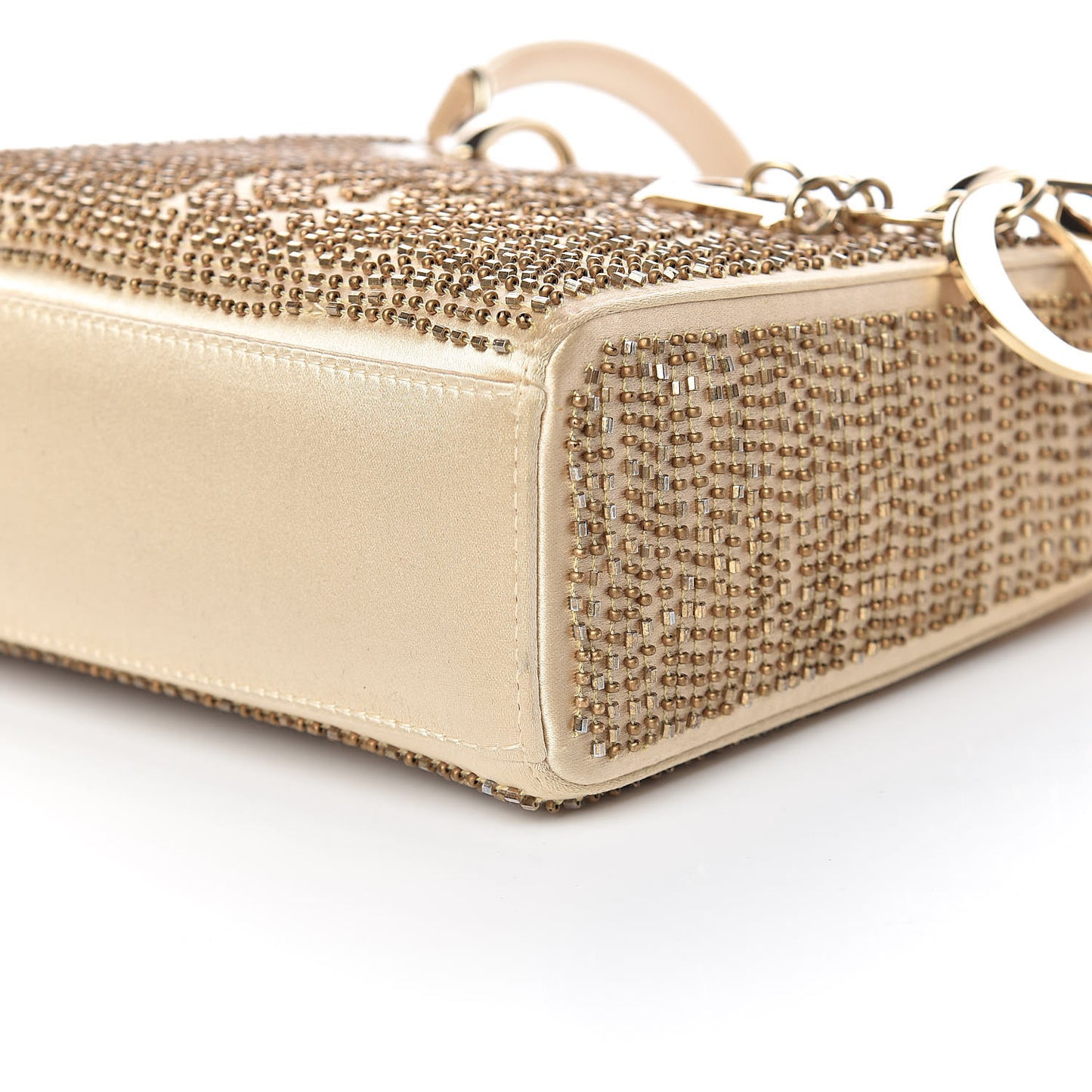 Satin Beaded Mini Lady Dior Gold