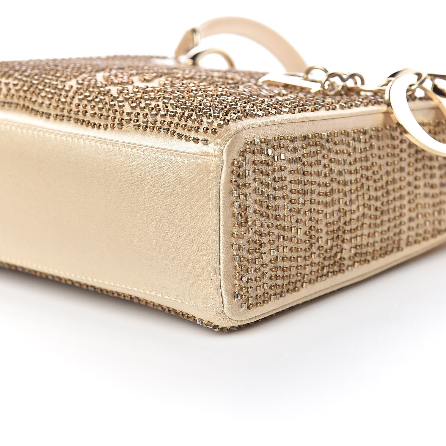 Christian Dior Satin Beaded Mini Lady Dior Gold 13 of 14