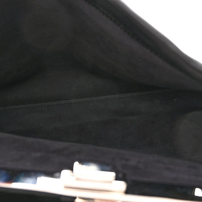 Fendi Vitello Dolce Marmol Patent Crocodile Trapuntata Large Peekaboo Iconic Satchel Black Fumo 6 of 10