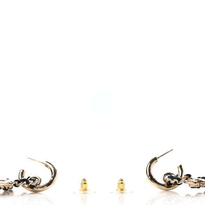 Chanel Lambskin Chain CC Drop Earrings Black Gold 3 of 4
