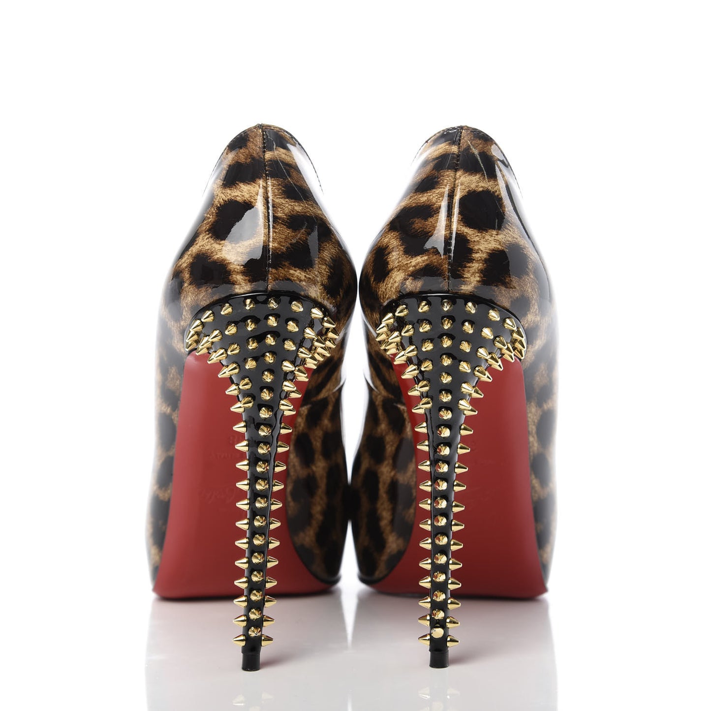 Patent Leopard New Very Prive Spikes 120 Pumps 38 Brown