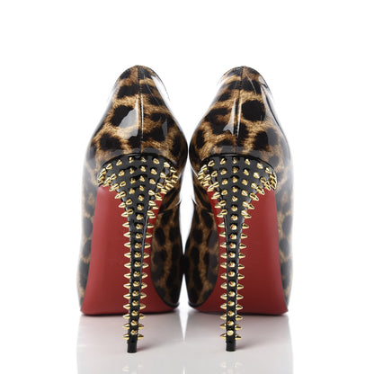 Christian Louboutin Patent Leopard New Very Prive Spikes 120 Pumps 38 Brown 6 of 9