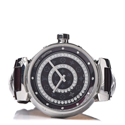 Louis Vuitton Stainless Steel Vernis Diamond 39mm Tambour Quartz Watch Amarante 3 of 9