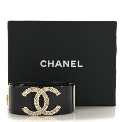 Chanel Resin Crystal CC Cuff Black Gold 6 of 6