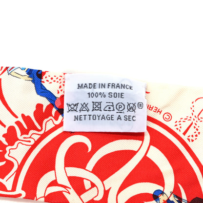 Hermes Silk Ex-Libris Les Parisiennes Twilly Crème Rouge Bleu 4 of 4