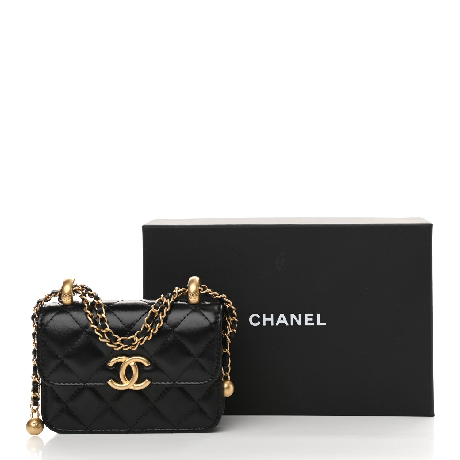 Chanel Calfskin Quilted Perfect Fit Coin Purse With Chain Black 12 of 12