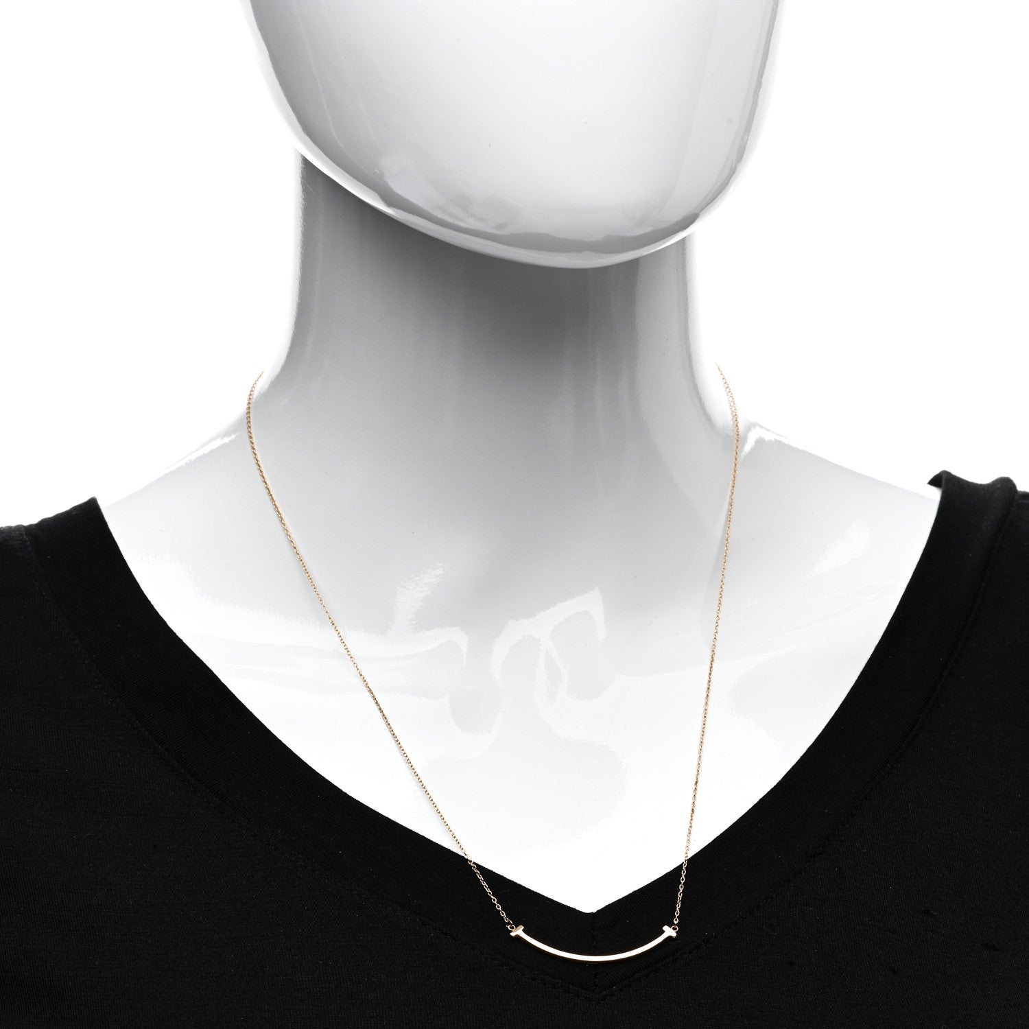 Tiffany 18K Rose Gold Small T Smile Pendant Necklace 2 of 5