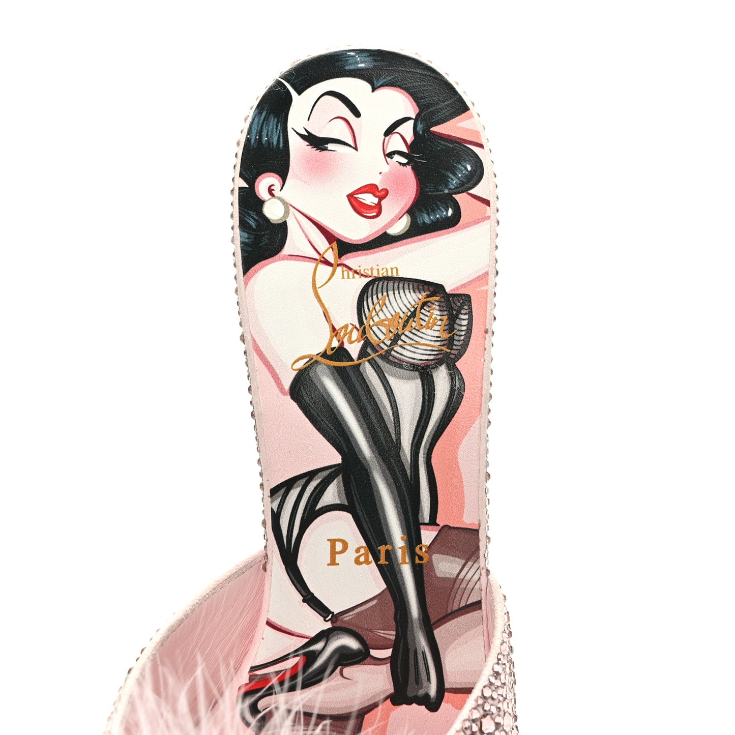 Suede Crystal Strass Plume Pin Up 100 37.5 Vintage Rose