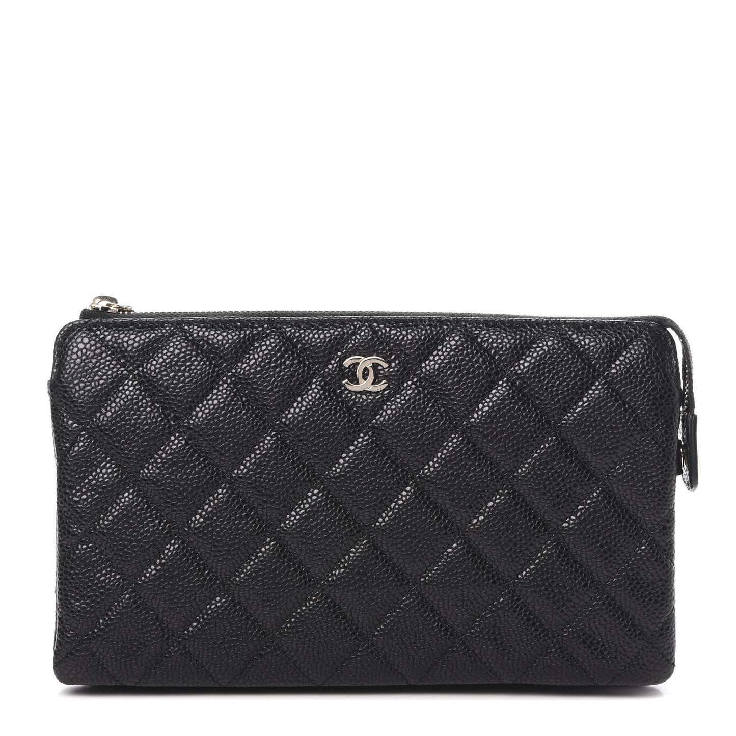 Caviar Quilted Small Zipped Pouch Black