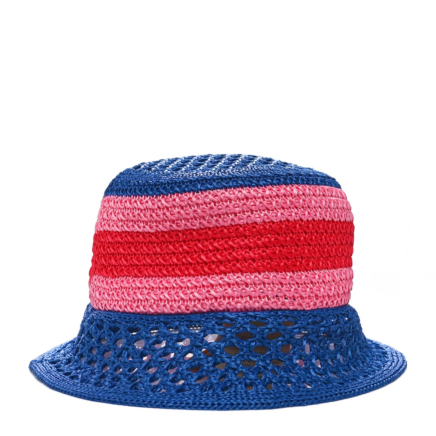 Raffia Effect Web Interlocking G Bucket Hat M Blue Multicolor