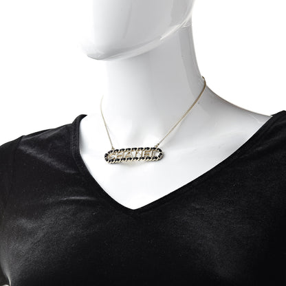 Chanel Metal Lambskin Logo Necklace Black Gold 2 of 5