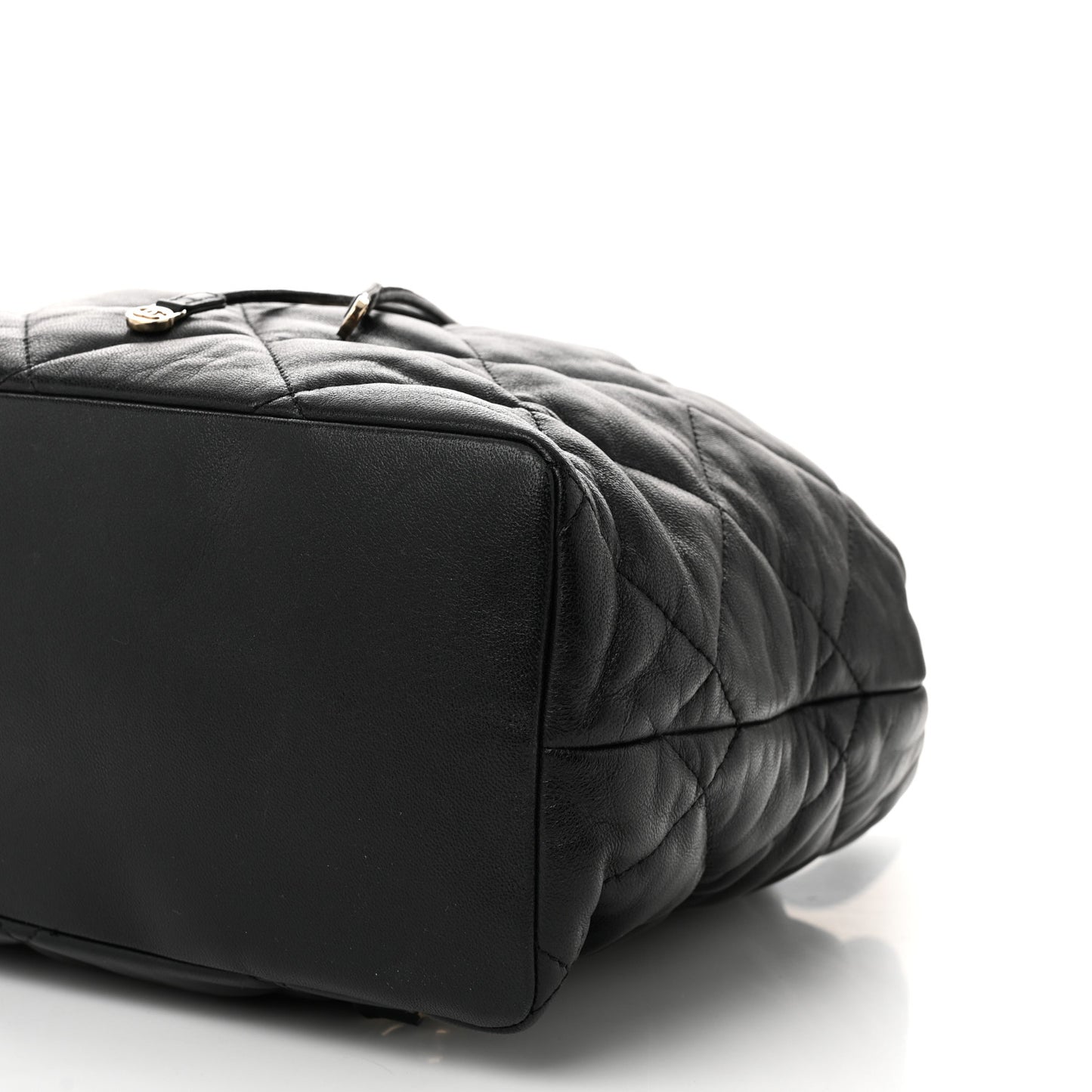 Lambskin Quilted Drawstring Backpack Black