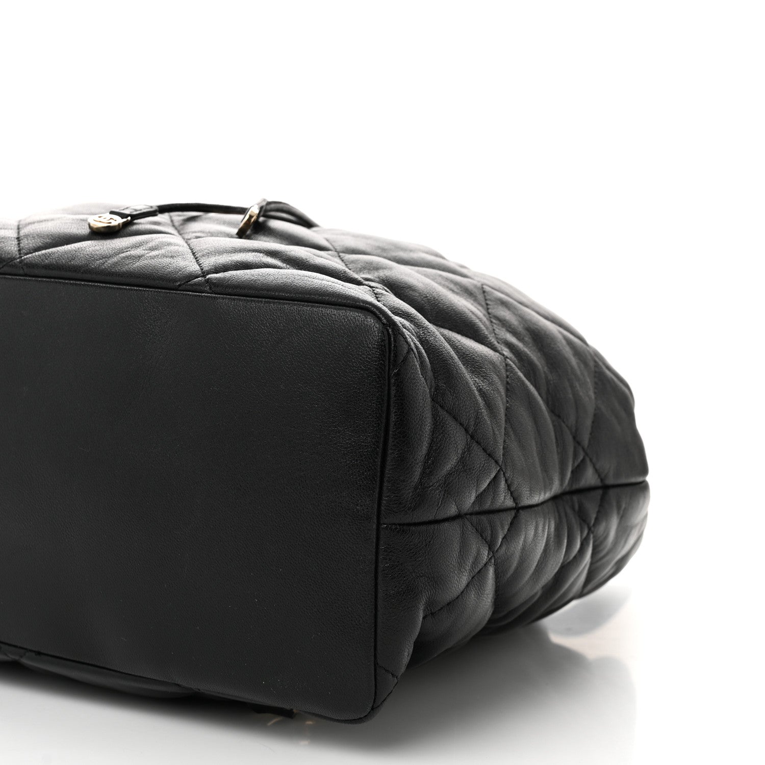 Chanel Lambskin Quilted Drawstring Backpack Black 10 of 11