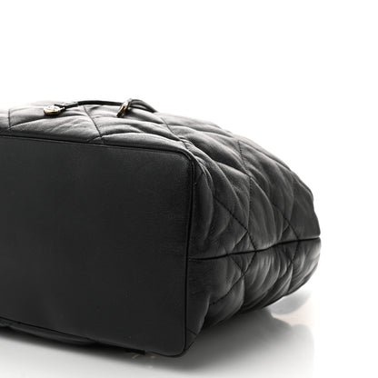 Chanel Lambskin Quilted Drawstring Backpack Black 10 of 11