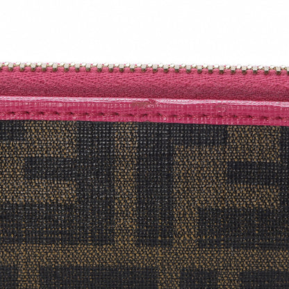 Fendi Zucca Spalmati Vitello Elite Zip Around Wallet Tobacco Ciclamino 10 of 11