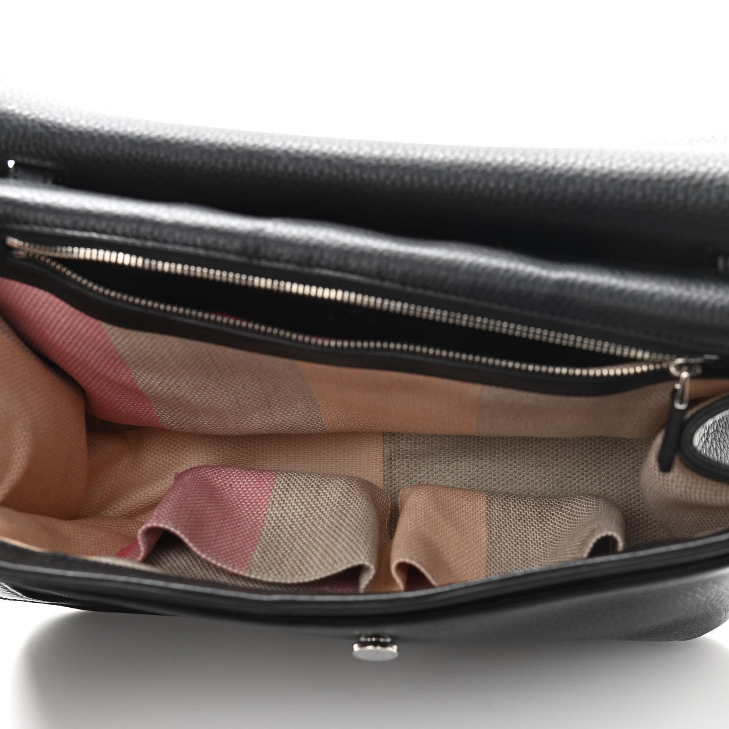 Gucci Pebbled Calfskin Medium Bamboo Daily Flap Shoulder Bag Black 5 of 9