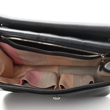 Gucci Pebbled Calfskin Medium Bamboo Daily Flap Shoulder Bag Black 5 of 9
