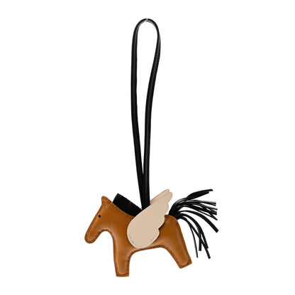 Hermes Milo Lambskin Grigri Rodeo Pegase Horse Bag Charm PM Sesame Black Nata 1 of 6