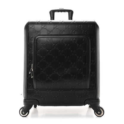Gucci Monogram Jumbo GG Textured Dollar Calfskin Small Carry On Trolley Black 1 of 10