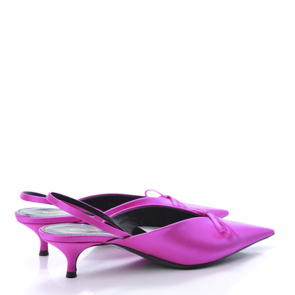Balenciaga Satin Pointed Toe Knife Slingback 40mm Mules 41 Rose Fuchsia 4 of 9
