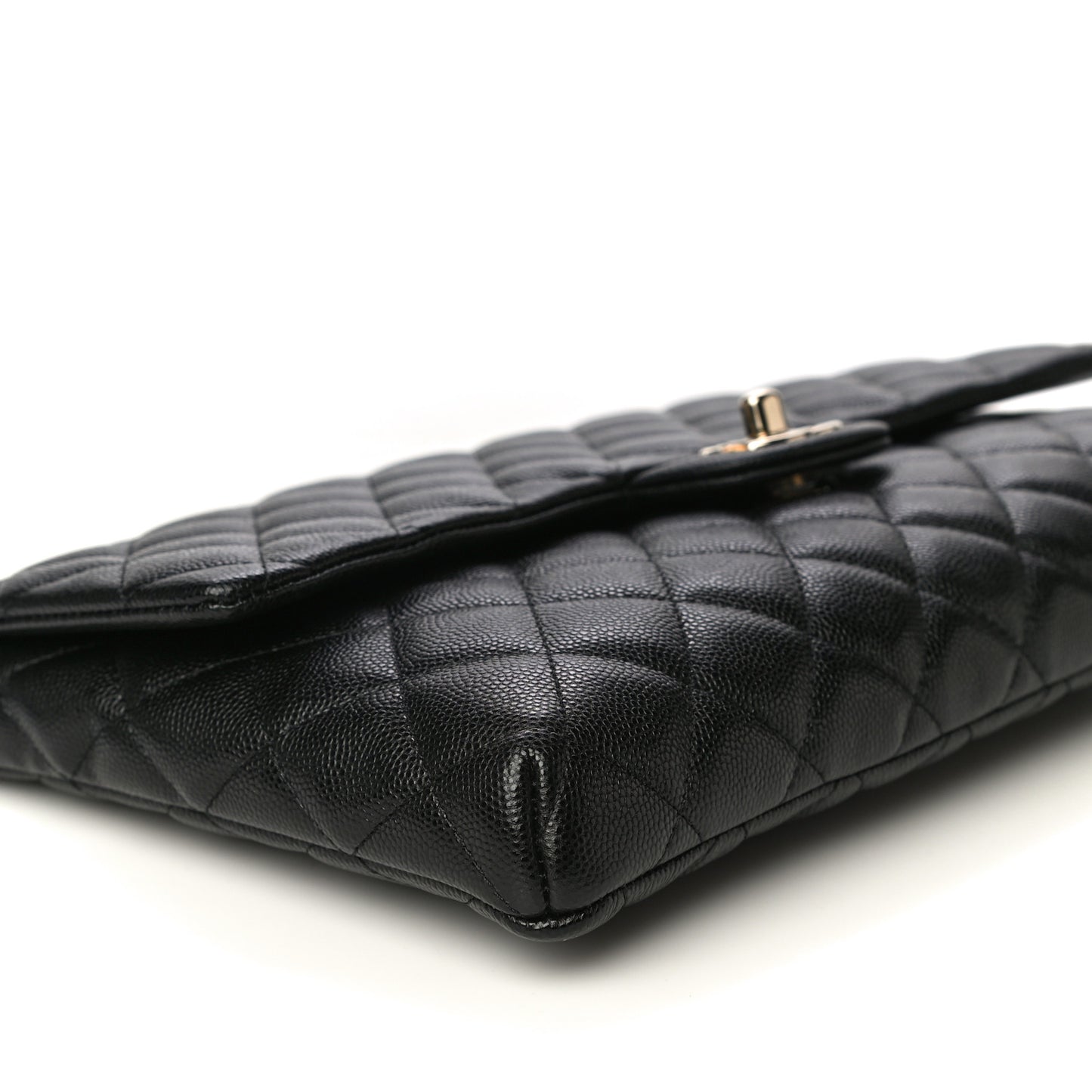 Caviar Quilted Flap Clutch Black