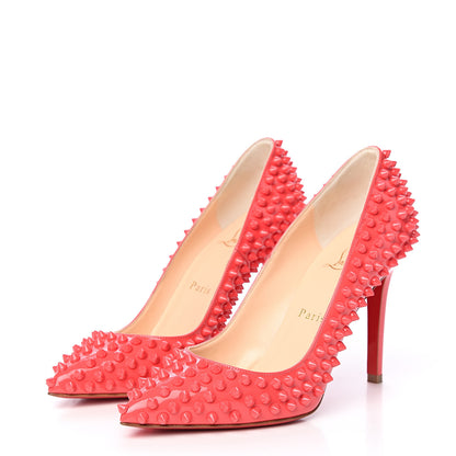 Christian Louboutin Patent Pigalle Spikes 100 Pumps 36.5 Rose Paris 3 of 8