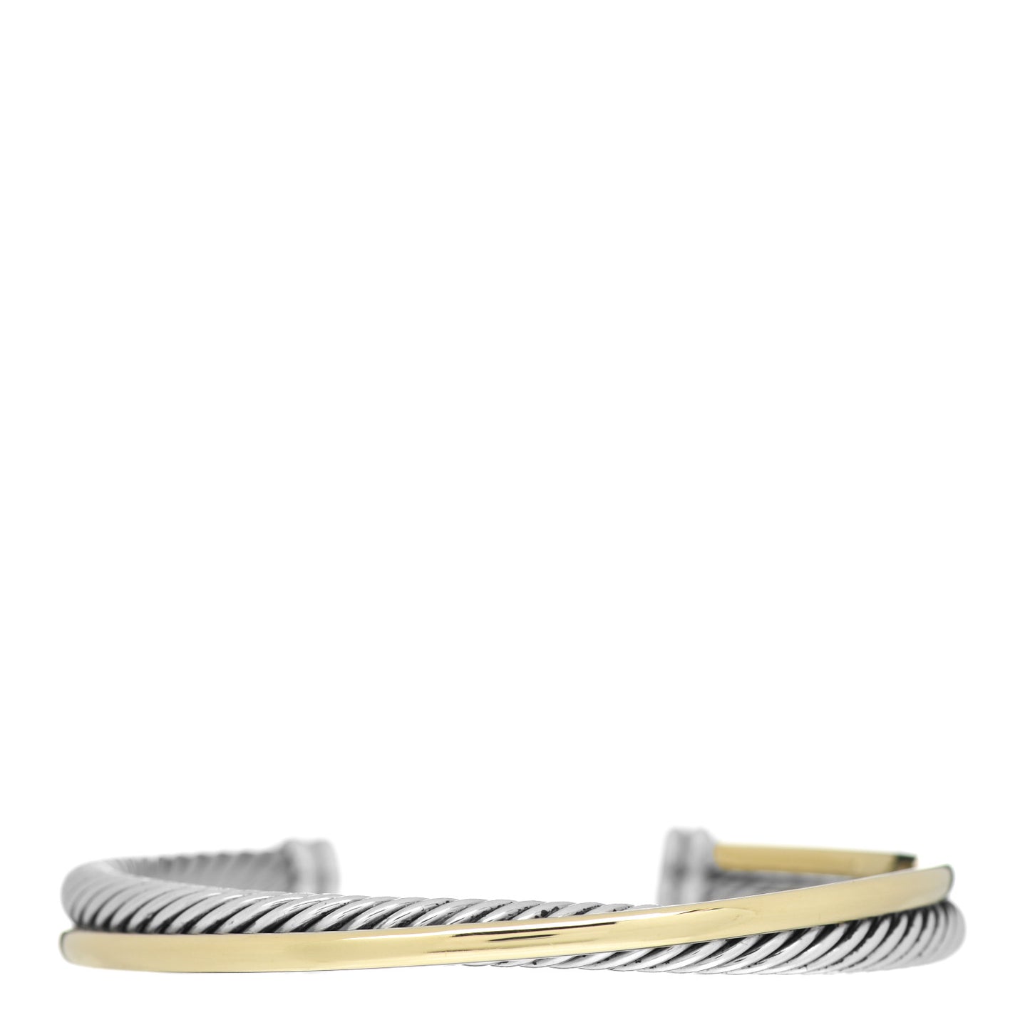 Sterling Silver 18K Yellow Gold 3mm Crossover Cuff Bracelet