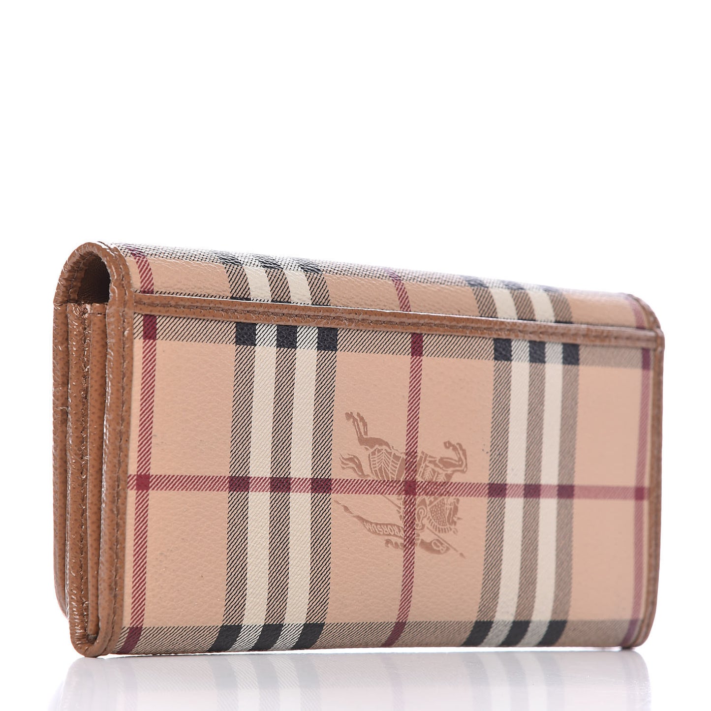 Patent Haymarket Check Penrose Continental Wallet Light Brown