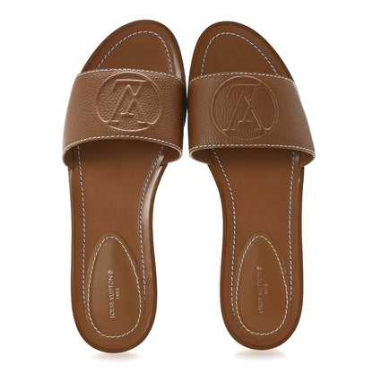 Louis Vuitton Calfskin Lock It Flat Mule 40 Cognac 2 of 9