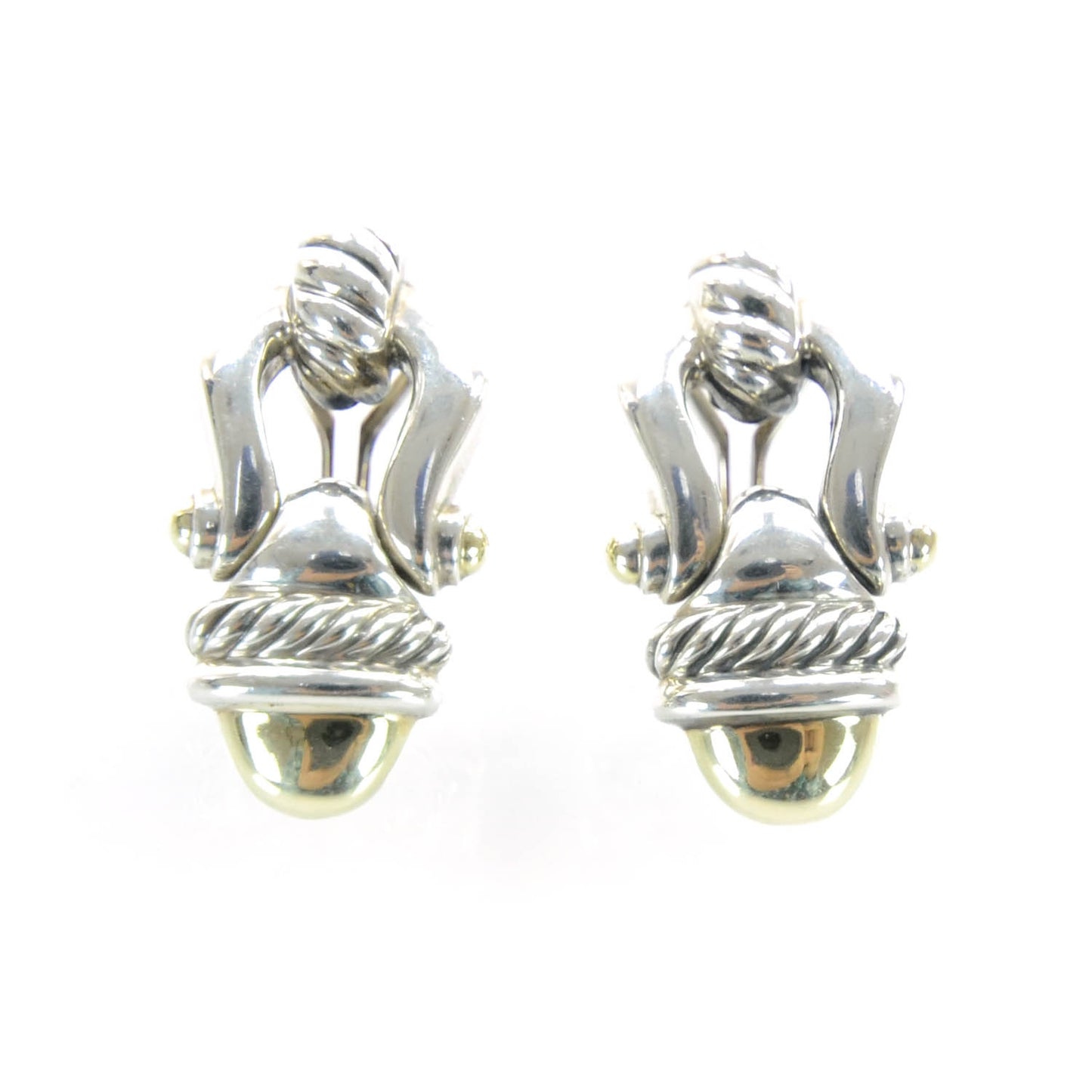 14k Gold and Sterling Silver Buckle Earrings