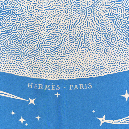 Hermes Silk Clair De Lune Double Face Scarf 90 Black Jaune D'Or Bleu 3 of 5