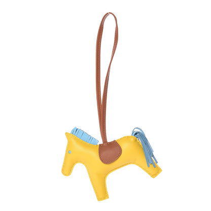 Hermes Milo Lambskin Grigri Rodeo Horse Bag Charm MM Jaune de Naples Celeste Gold 1 of 5