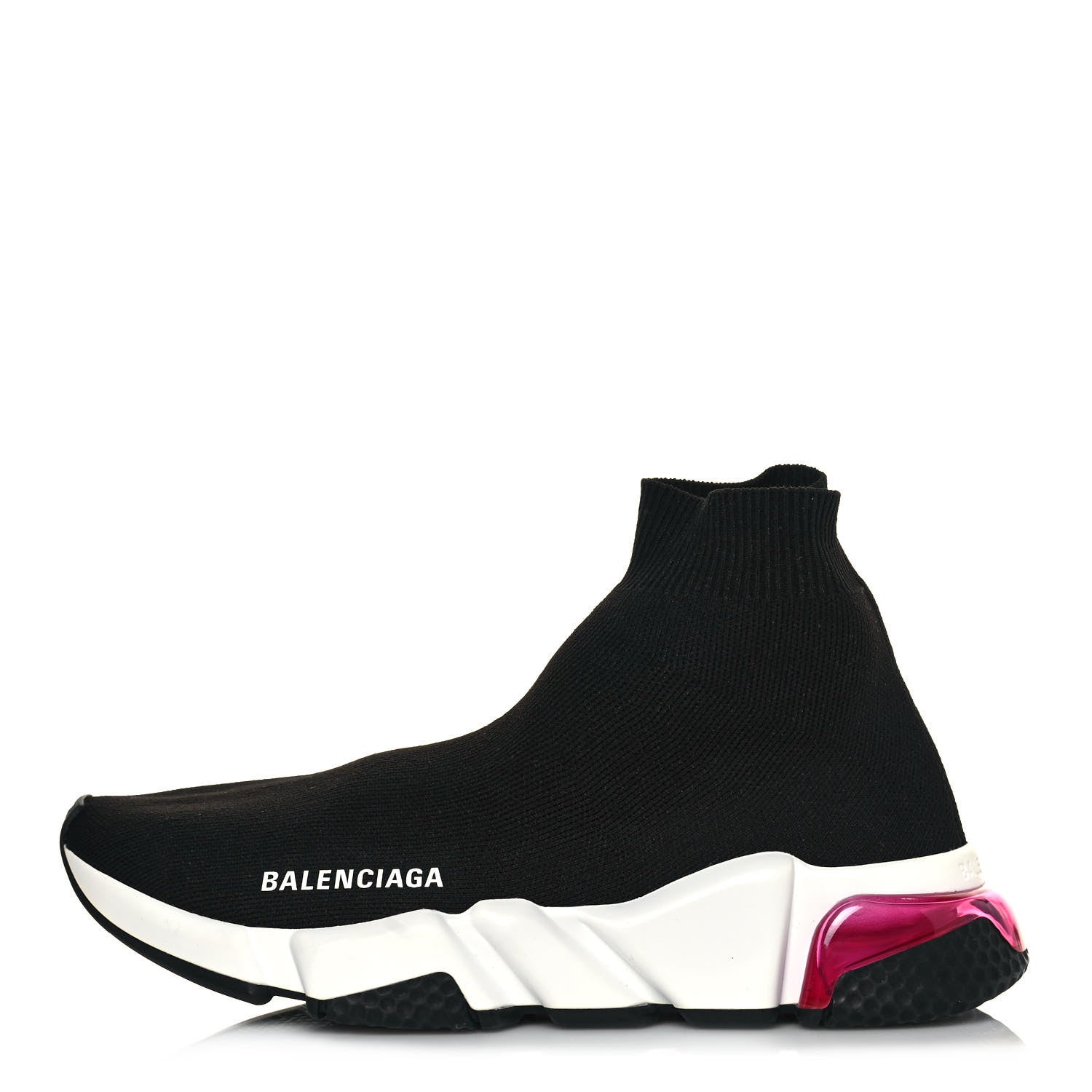 Balenciaga Neoprene Knit Womens Speed Clear Sole Sneakers 37 Black Pink 1 of 7