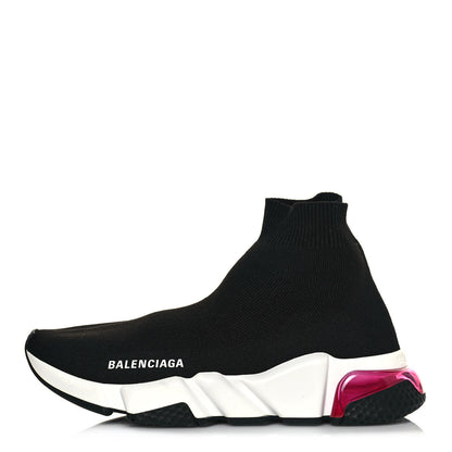 Balenciaga Neoprene Knit Womens Speed Clear Sole Sneakers 37 Black Pink 1 of 7