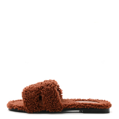 Hermes Woolskin Oran Sandals 37 Cognac 1 of 8