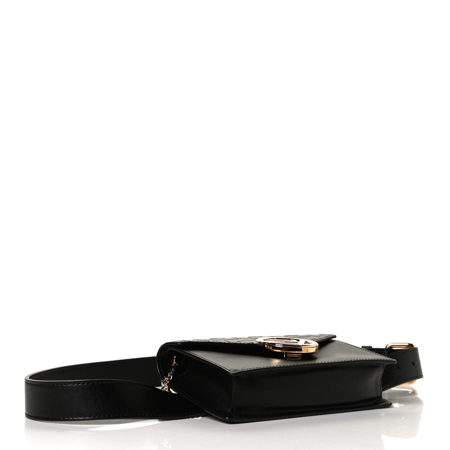 Vitello Liberty F is Fendi Bi-Color FF 1974 Embossed Envelope Belt Bag Maya Black