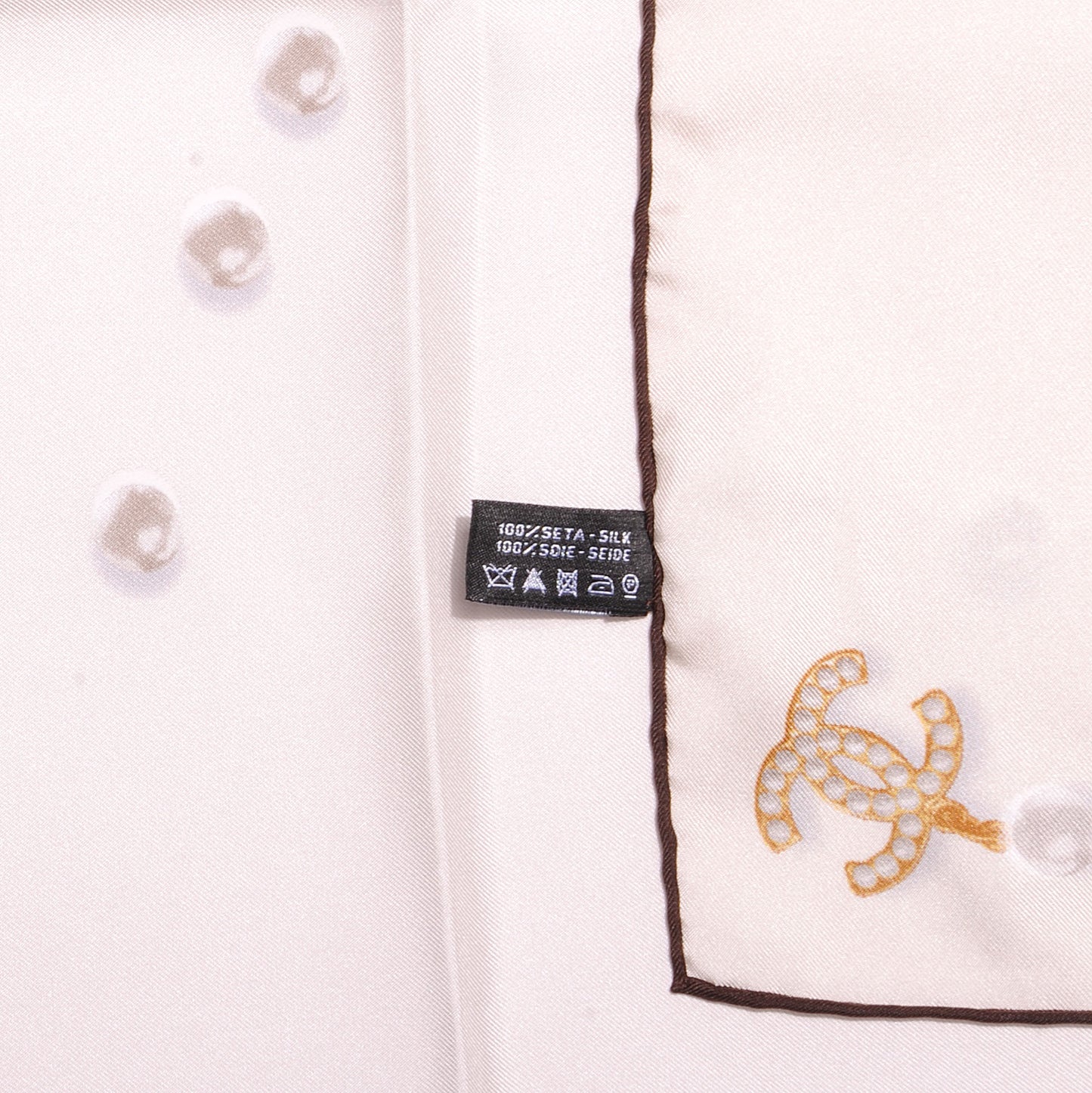 Silk Pearl CC Square Scarf Ivory