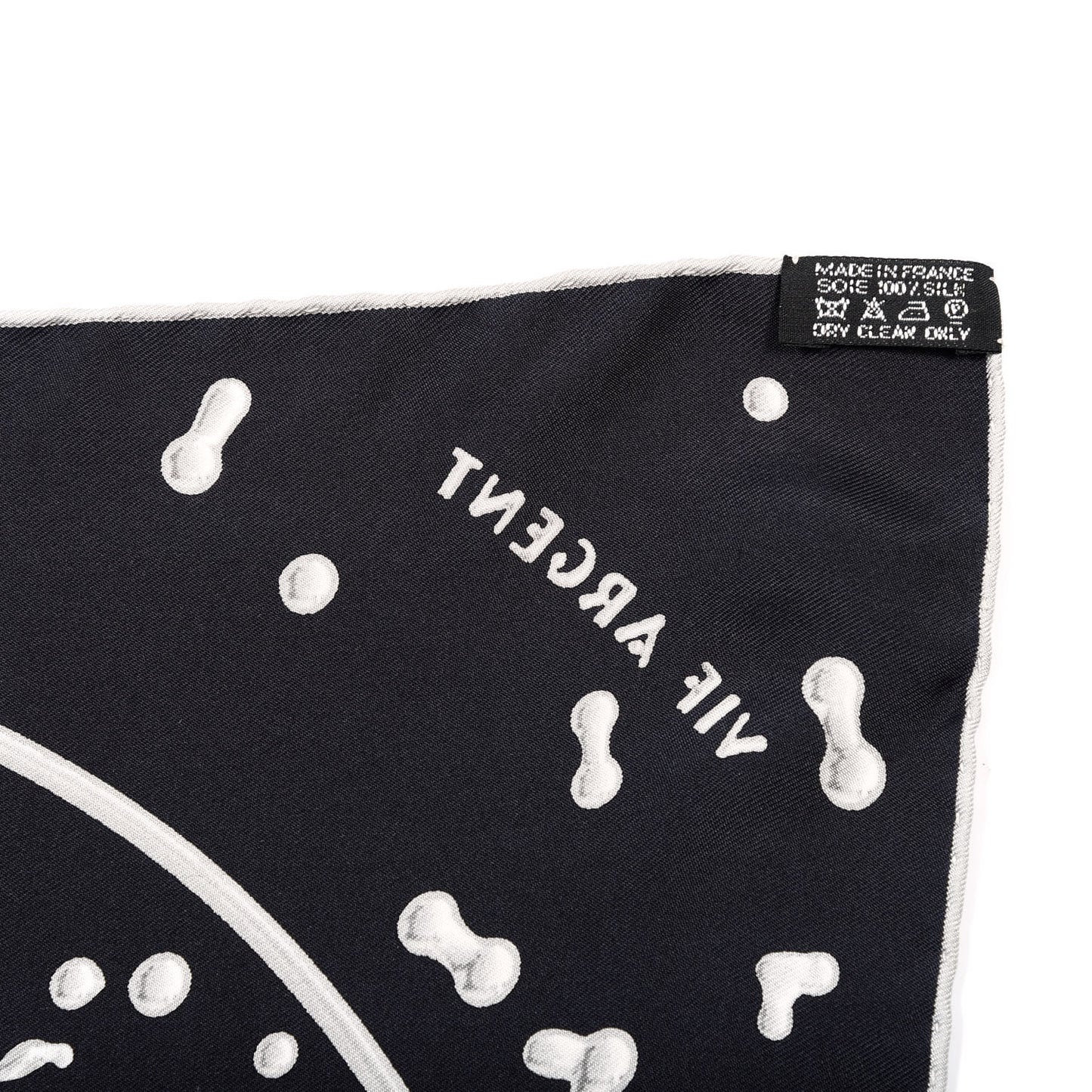 Silk Vif Argent Pocket Square Scarf Gris Black Argent