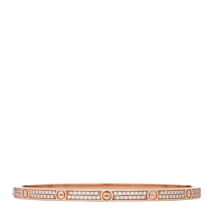 Cartier 18K Pink Gold Diamond Small LOVE Paved Bracelet 17 2 of 6