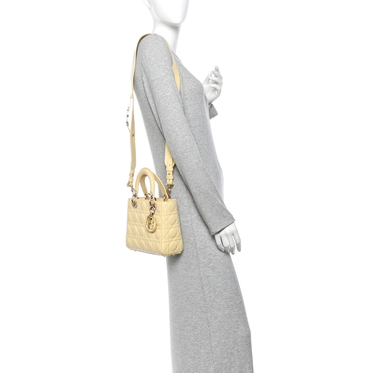 Lambskin Cannage Small My ABCDior Lady Dior Soft Yellow