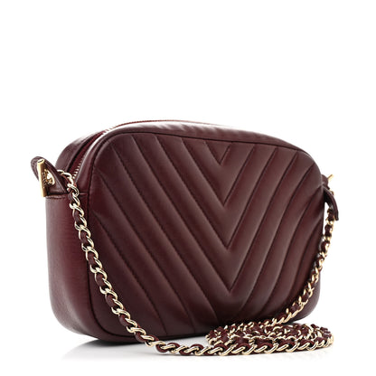 Chanel Lambskin Chevron Quilted Camera Case Burgundy 3 of 10