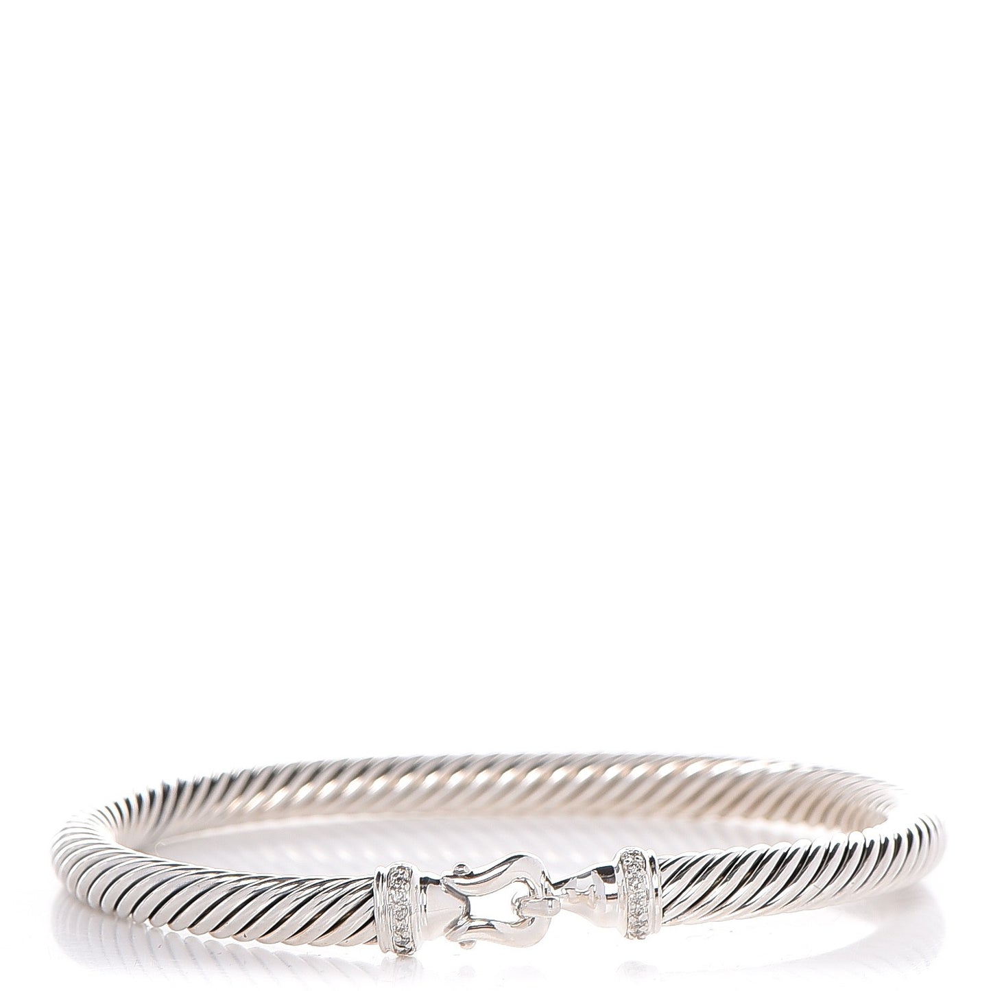 Sterling Silver Diamond 5mm Cable Buckle Bracelet