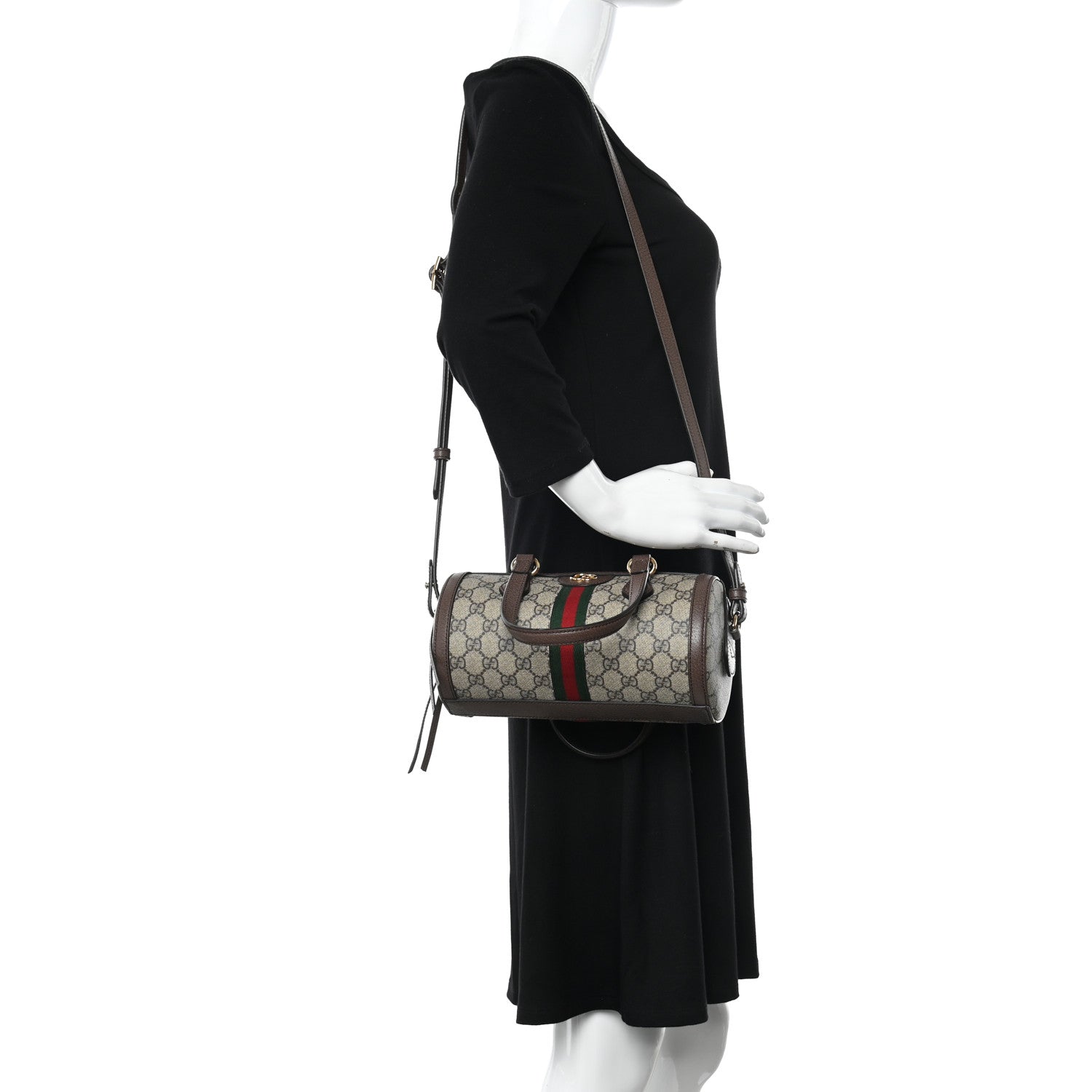 Gucci GG Supreme Monogram Web Small Ophidia Boston Bag Beige New Acero 2 of 14