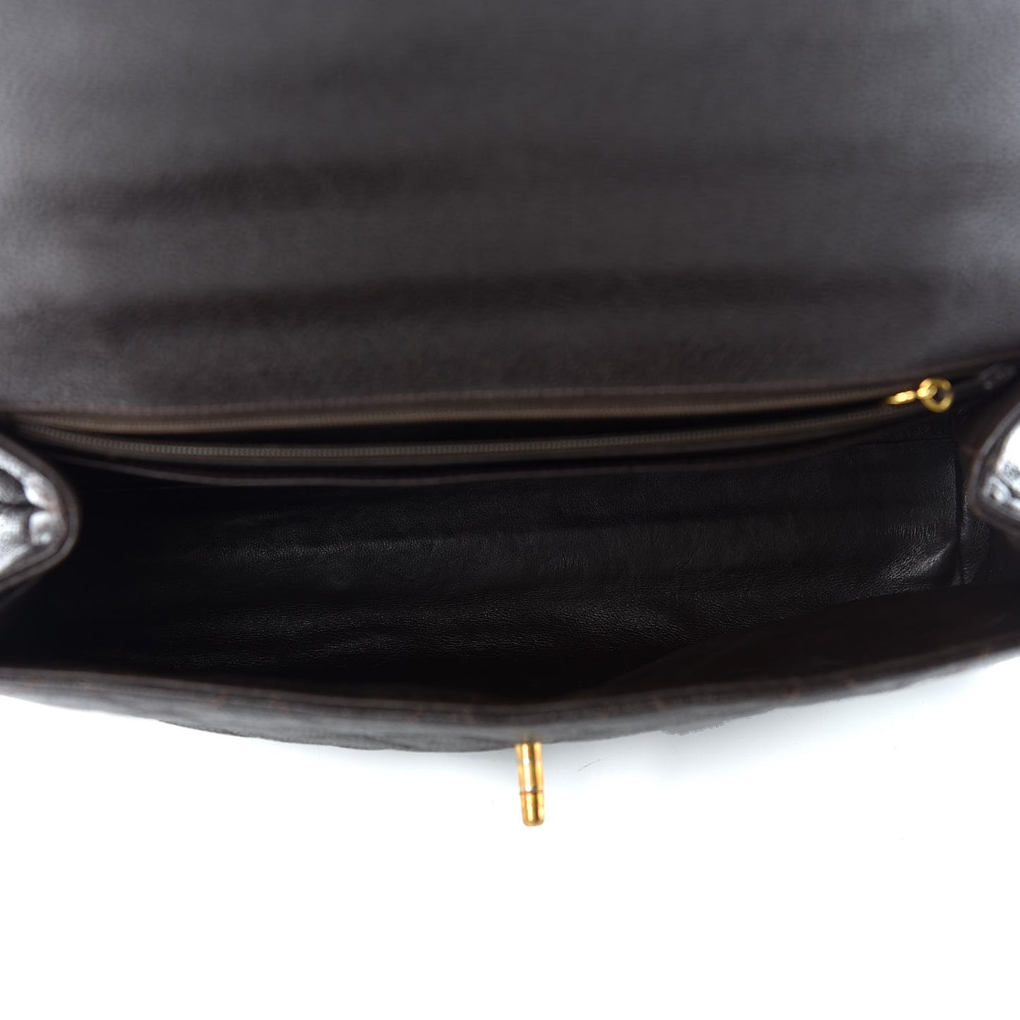 Caviar Quilted Jumbo Kelly Flap Dark Brown