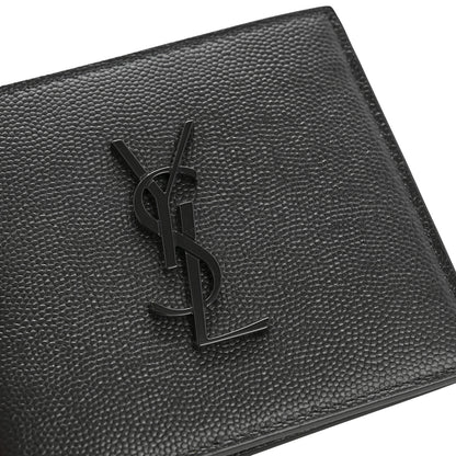 Saint Laurent Grain De Poudre Monogram Monochrome East West Cassandre Bifold Wallet Black 16 of 18